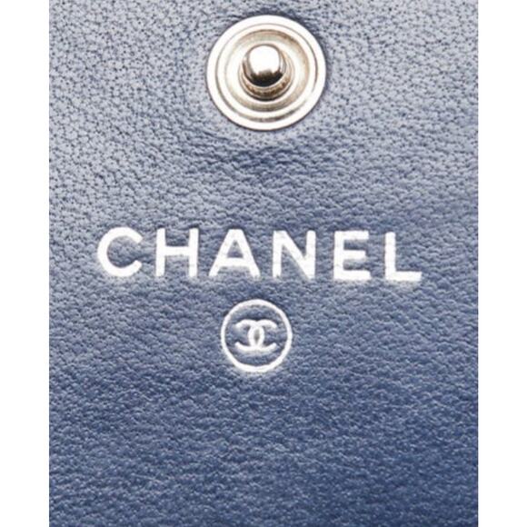 Chanel Blue Camellia Embossed Lambskin Leather L Flap Wallet - Picture 5 of 11